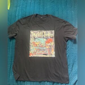 Black Graphic T-Shirt with Thrift Junkie Design